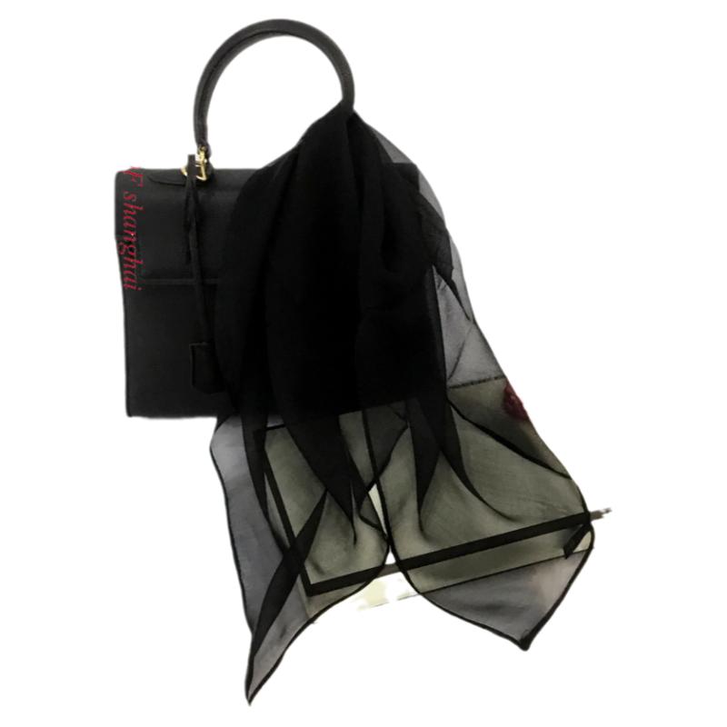 真丝丝巾小方巾女纯色100%桑蚕丝护颈围巾秋冬季保暖薄款护颈纱巾