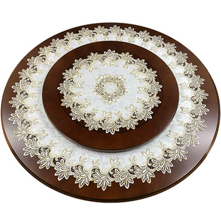 大圆桌布圆茶几盖巾布艺蕾丝花边北欧美式中式圆形台布桌垫米白款