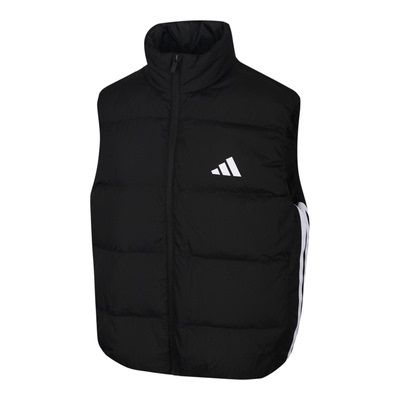 阿迪达斯男装2025冬运动休闲三条纹保暖立领羽绒服马甲外套KH3991