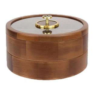 实木分格干果盒新中式家用客厅果盘瓜子收纳盒乔迁零食储物整理盒