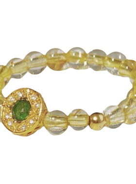 2026新年招财金发晶银镀金戒指女