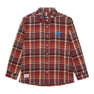 New Era纽亦华白敬亭同款2025秋季MLB复古格纹衬衫NY法兰绒学院风