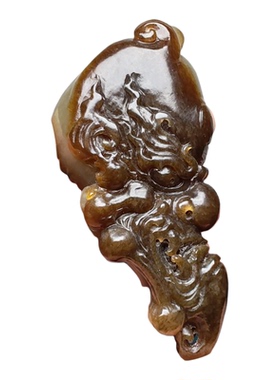 和田玉且末糖青白玉怪罗汉把件