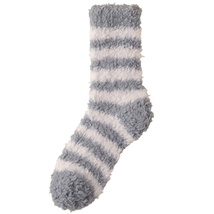 条纹珊瑚绒袜子男士秋冬季加厚保暖地板袜居家成人睡觉专用睡眠袜