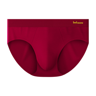 猫人男士三角内裤本命年100%全棉抗菌裆2026马年红色男款大码短裤