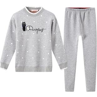 保暖内衣女加厚加绒学生初中生高中少女大童秋衣秋裤纯棉套装秋冬