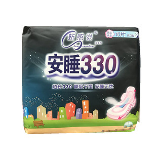 新感觉卫生巾安睡330柔棉纤巧超长夜用超薄加长厚款女生量大批箱