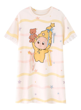 儿童睡裙夏季纯棉短袖亲子家居服