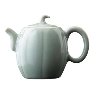 汝山明汝瓷仿古豆青釉青蔓瓜壶高档泡茶壶开片可养功夫茶具可定制