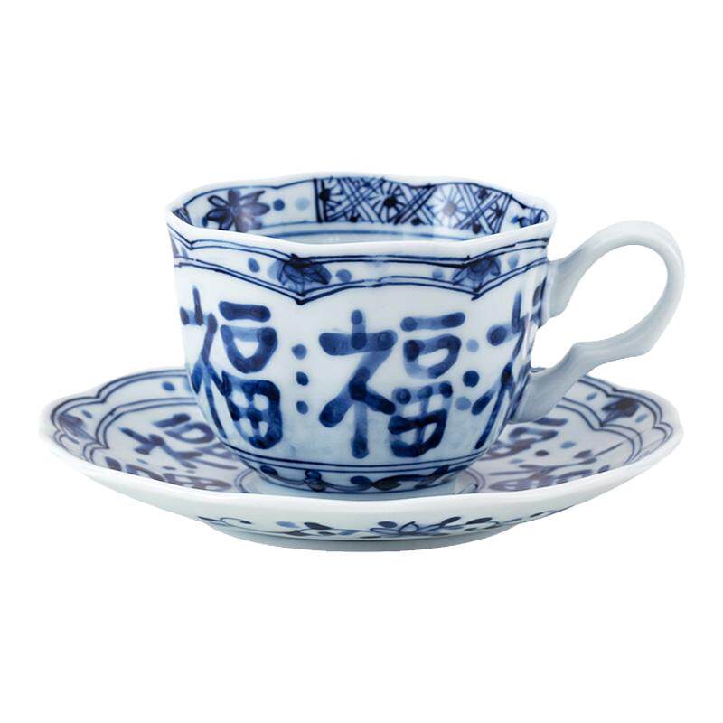 日本进口蓝凛堂咖啡杯碟