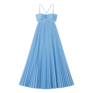 Ruffled Sleeveless Strapless Dress纯色抹胸压褶无袖吊带连衣裙