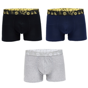 杰克琼斯男装多条装腰头满印图案立体双仓秋季面料棉弹力内裤