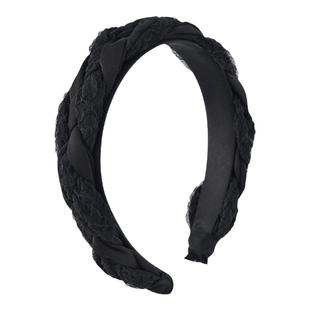 黑色高颅顶发箍女气质显脸小麻花辫子头箍发捆网纱洗脸不勒头发卡