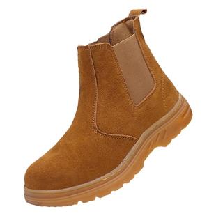 劳保鞋男款冬季电焊工防砸防刺穿轻便带钢板工地钢包头牛皮工作鞋