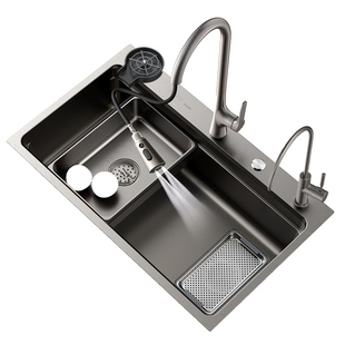 日丰集宝水槽加厚家用大单槽厨房洗碗槽304不锈钢滤渣台下洗菜盆