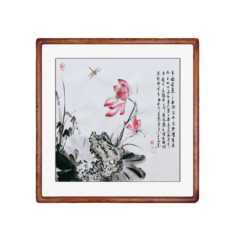 荷花手绘真迹卧室写意风定制国画