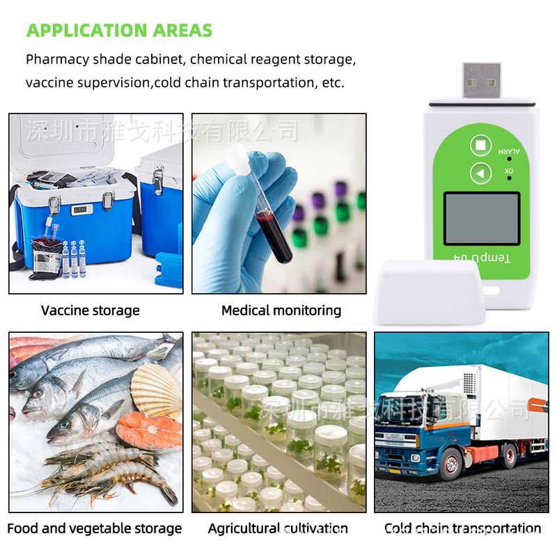 Tempu04温度数据记录仪USB仓库运输文档链温湿度PDF冷记录仪口
