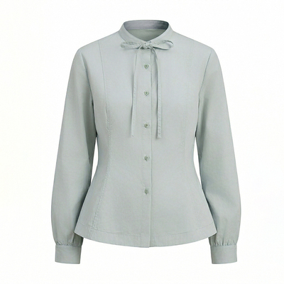 设计感蝴蝶结修身衬衫显瘦上衣