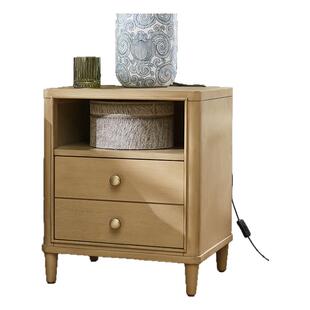 HarborHouse美式复古实木客厅沙发边柜家具卧室收纳储物床头柜子