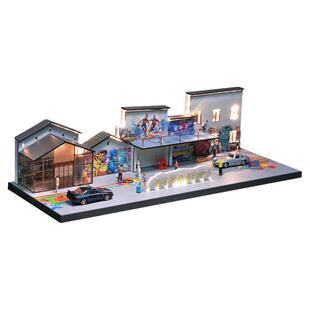 收藏家1:64微缩场景模型涂鸦步行街街景diy拍摄造景道具摆件收藏