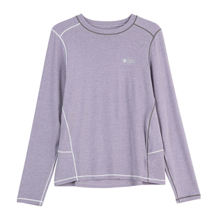 云上生活【薄雾生花】棉天丝混纺圆领正肩长袖女T恤2026春季上衣