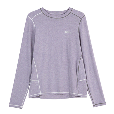 云上生活【薄雾生花】棉天丝混纺圆领正肩长袖女T恤2026春季上衣