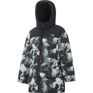 李宁儿童中长款加厚保暖羽绒服外套2025新款冬季男童装防泼水冬装