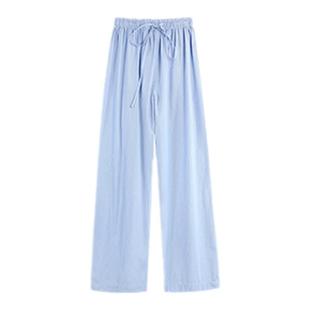 NEVA HU 条纹休闲阔腿裤女夏季新款薄款高腰垂感慵懒拖地裤子