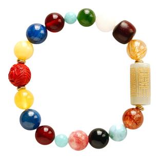 云澜道家饰品定制多宝手串玉石水晶黄水晶金发晶流珠念珠手链女男