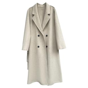 白色双面羊绒大衣女长款2025年新款高级感秋冬高个子羊毛呢子外套