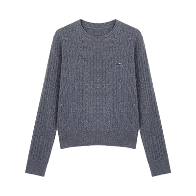 经典绞花100%羊毛针织衫上衣