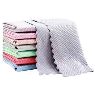 擦玻璃专用鱼鳞抹布不留痕家务清洁布厨房去油无痕吸水不掉毛毛巾