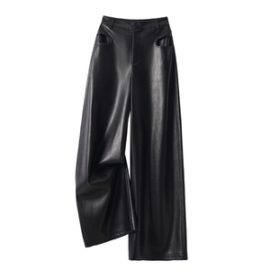 海宁真皮皮裤女高腰绵羊皮长裤2025秋冬新款阔腿裤韩版显瘦直筒裤