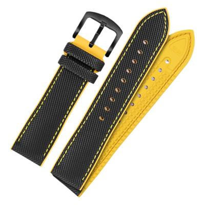 纤维尼龙橡胶手表带适用卡西欧法拉利保时捷GT黑红色防水表带22mm