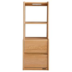 全友家居2025新款北欧原木风加高书架一体实木收纳床头柜DW8037