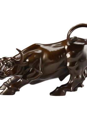 旺市牛黄铜华尔街牛开业摆件