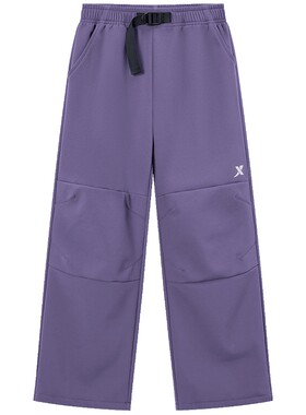 特步童装儿童加绒伞兵裤春秋季男童防风运动裤女童保暖长裤子春装