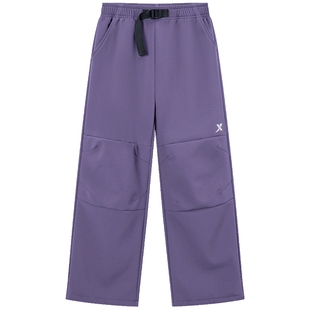 特步童装儿童加绒伞兵裤秋冬季男童三防运动裤女童保暖长裤子冬装