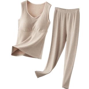 中老年人保暖背心文胸一体式秋冬女款羊毛蚕丝德绒自发热内搭马甲