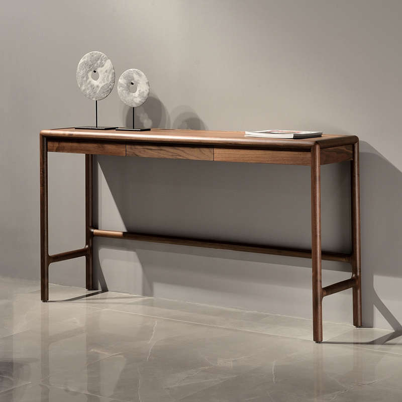 新中式玄关桌实木条案北美黑胡桃木条几供桌观景台靠墙入户香案