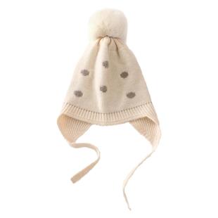 儿童~100%纯山羊绒帽子男女童秋冬针织防寒护耳帽保暖洋气毛球帽