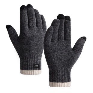 jeep吉普羊毛混纺手套男冬季骑车电动车加厚保暖防风防寒骑行手套