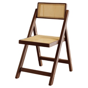 藤椅子靠背椅折叠单人老人休闲家用舒服久坐中古风阳台藤编小椅子