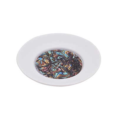 晟窑茶杯垫仿螺钿隔热茶托白色