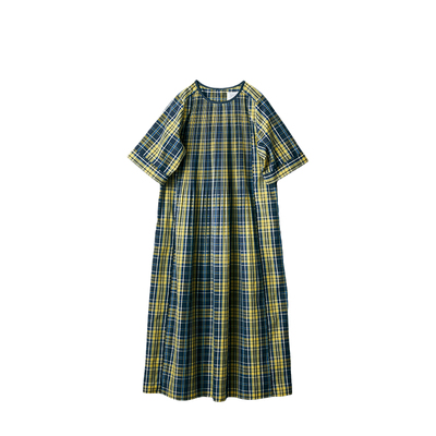 经典格子连衣裙宽松百搭长裙