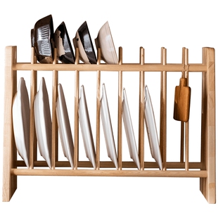 掬涵实木碗架盘架厨房碗碟盘子沥水架收纳架陈列展示置物架美式