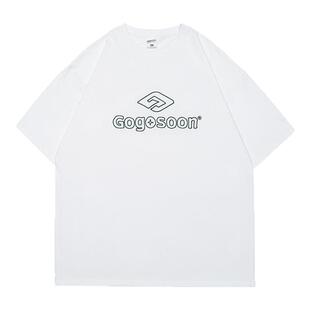 GOGOSOON夏季新款短袖T恤男生2025全棉潮流字母刺绣宽松学生上衣Q