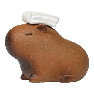 泡澡卡皮巴拉紫砂茶宠情绪稳定摆件桌面治愈系可养包浆·淘气夜莺