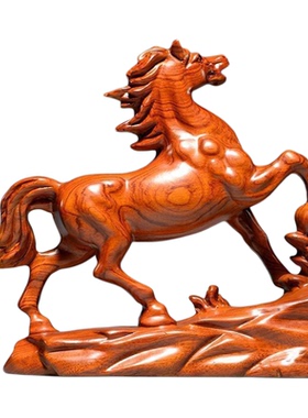 定制花梨木雕刻马摆件动物