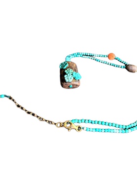 原创奇楠镶嵌松石锁骨链/项链